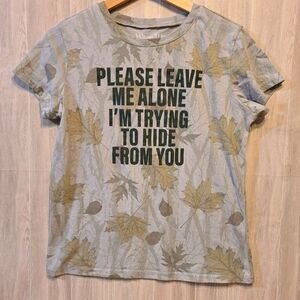 Wound Up Juniors XS Graphic "Please Leave Me Alone" Gray Short Sleeve T-Shirt